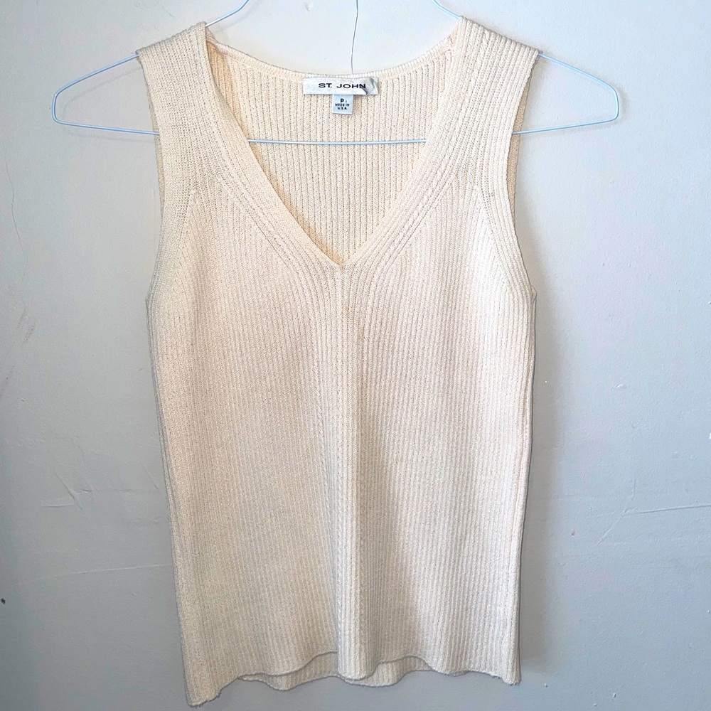 St John sleeveless top ivory size P